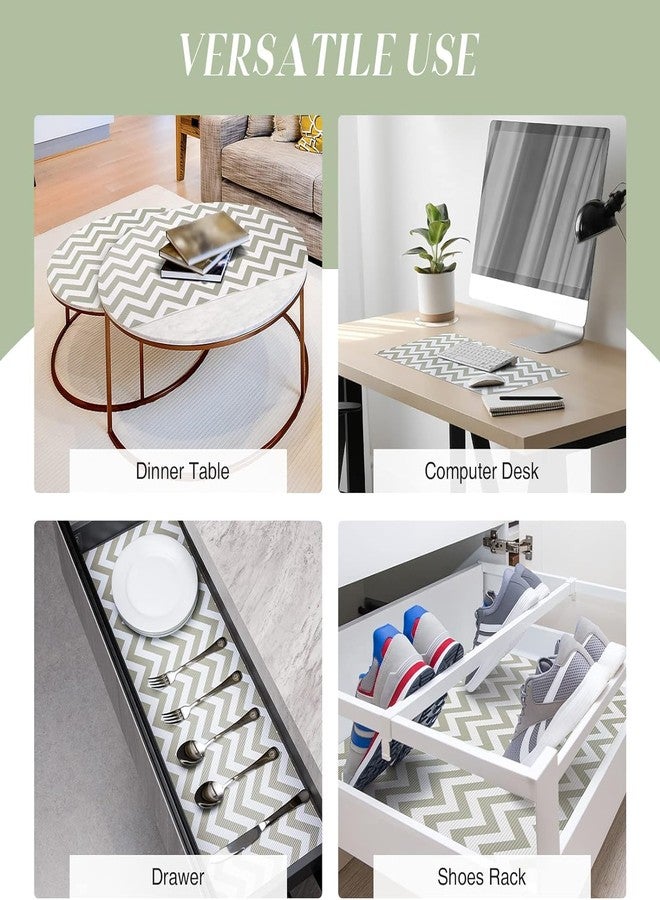 ستار ورك بطانات أرفف غير لاصقة من ستار وورك، لخزائن المطبخ، بطانات أدراج مانعة للانزلاق، للمطبخ، بطانات خزائن مقاومة للماء، (لون أزتيك كريمي، 45 سم × 5 م) - أسيتات فينيل الإيثيلين، تصميم هندسي - Image 2